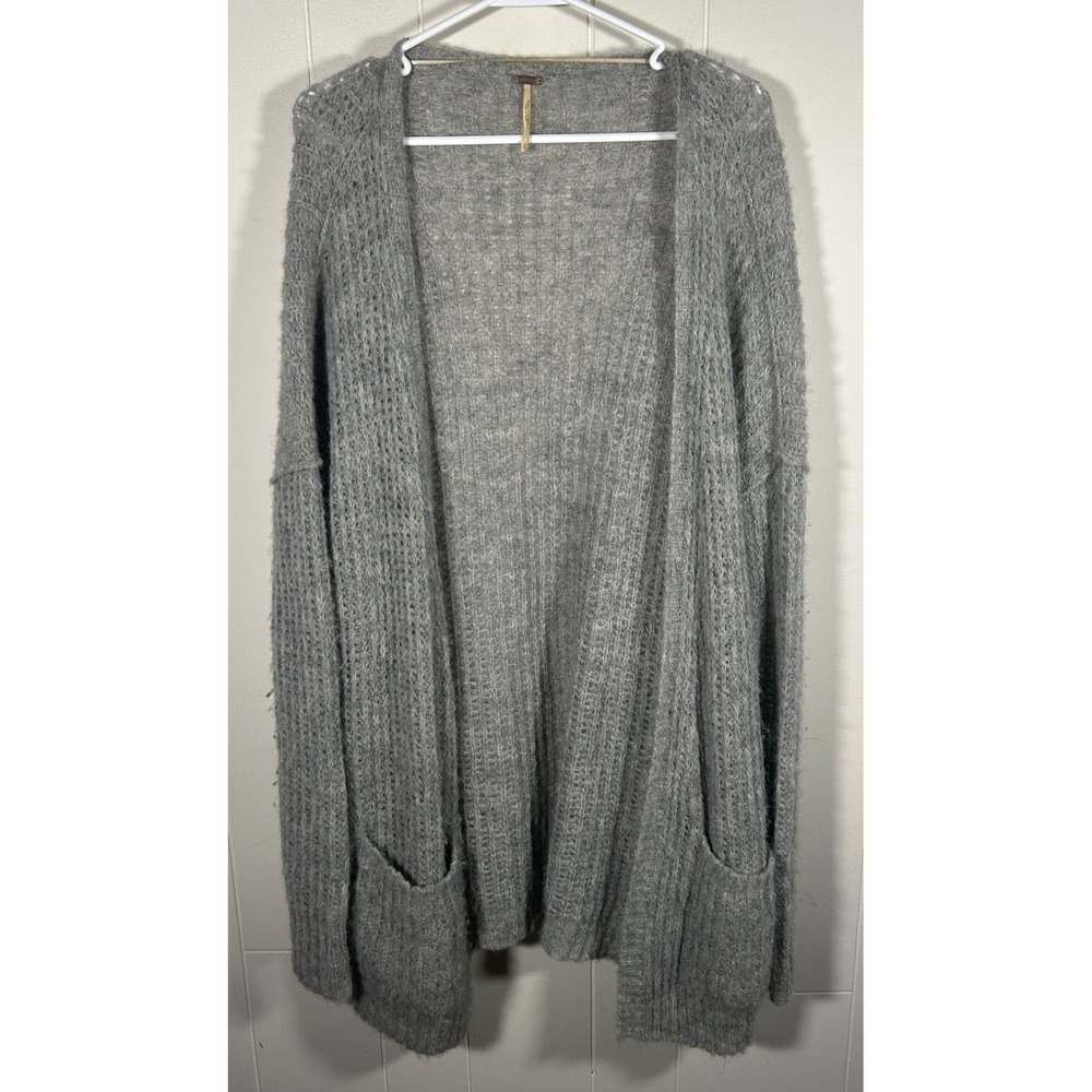 Free People Gray Alpaca Blend Open Front Oversized Cardigan Sweater Womens L